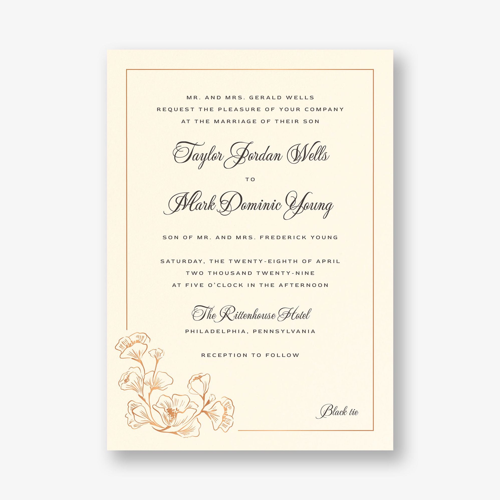 Alternative view of Vintage Magnolia Frame Foil Wedding Invitation