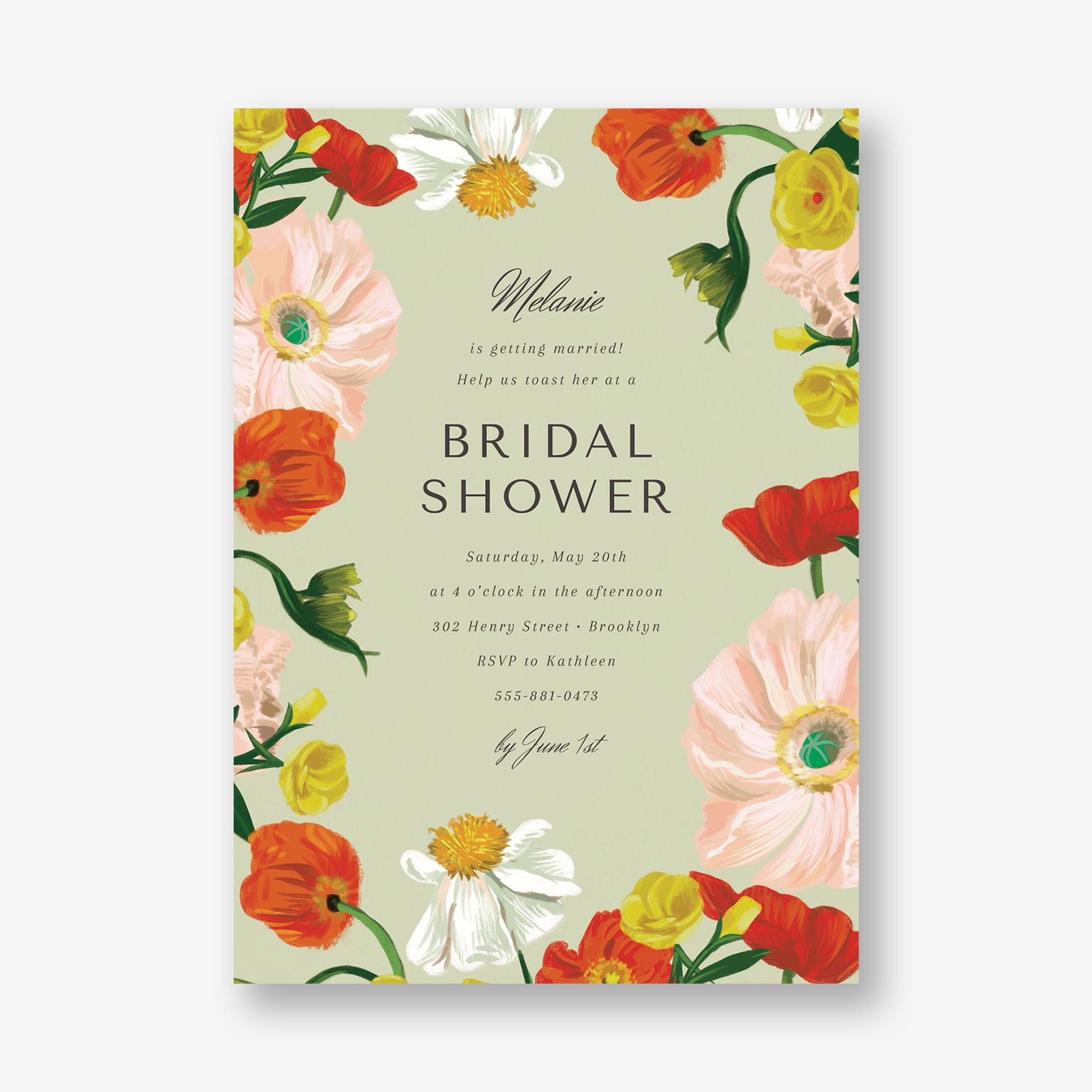 Alternative view of Bright Bouquet Border Bridal Shower Invitation