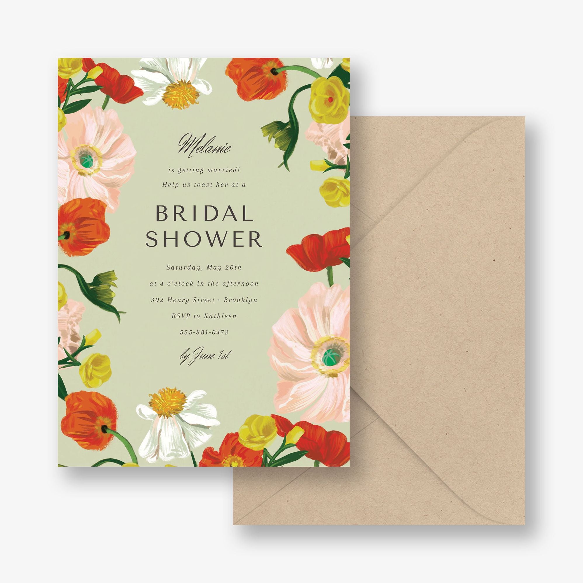 Bright Bouquet Border Bridal Shower Invitation - Image 3