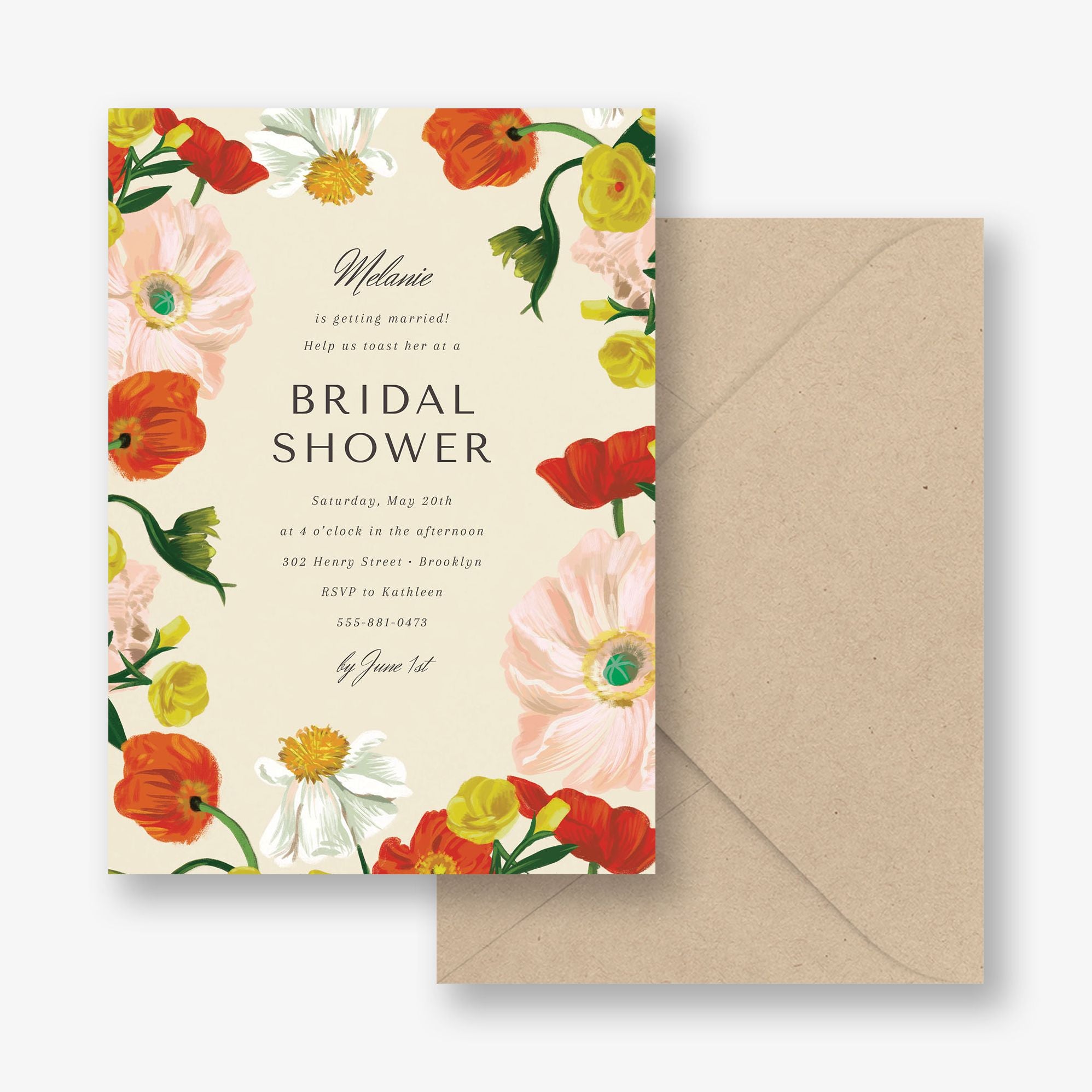 Bright Bouquet Border Bridal Shower Invitation - Image 4