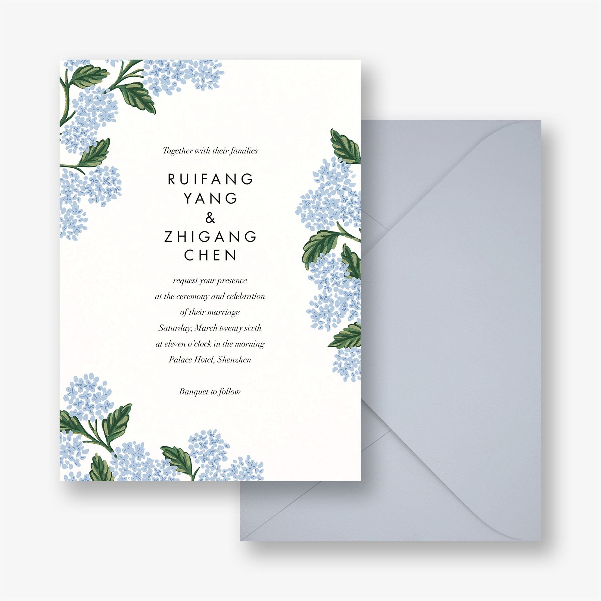 Alternative view of Hydrangea Frame Wedding Invitation