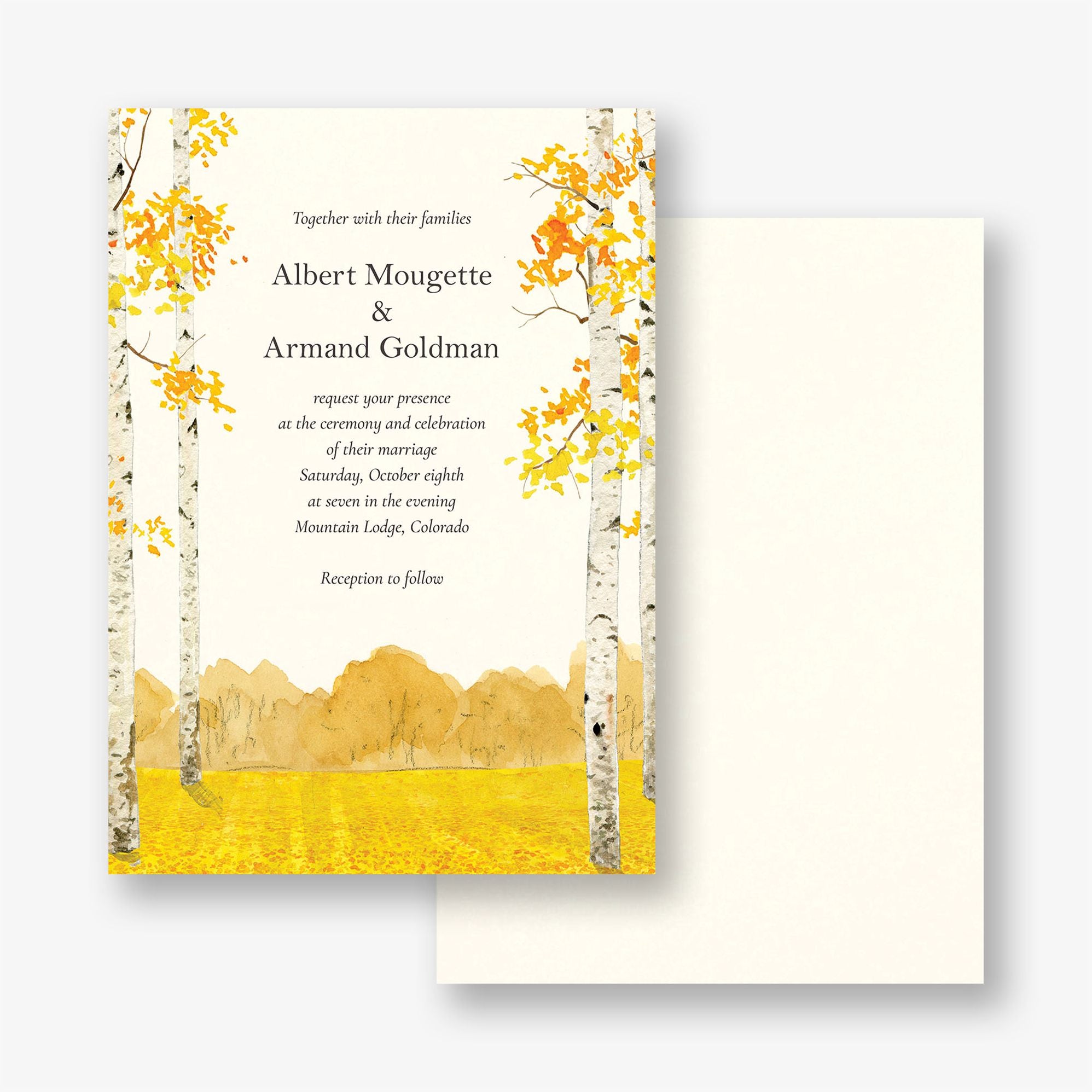 Alternative view of Yellow Leaves Wedding Invitation