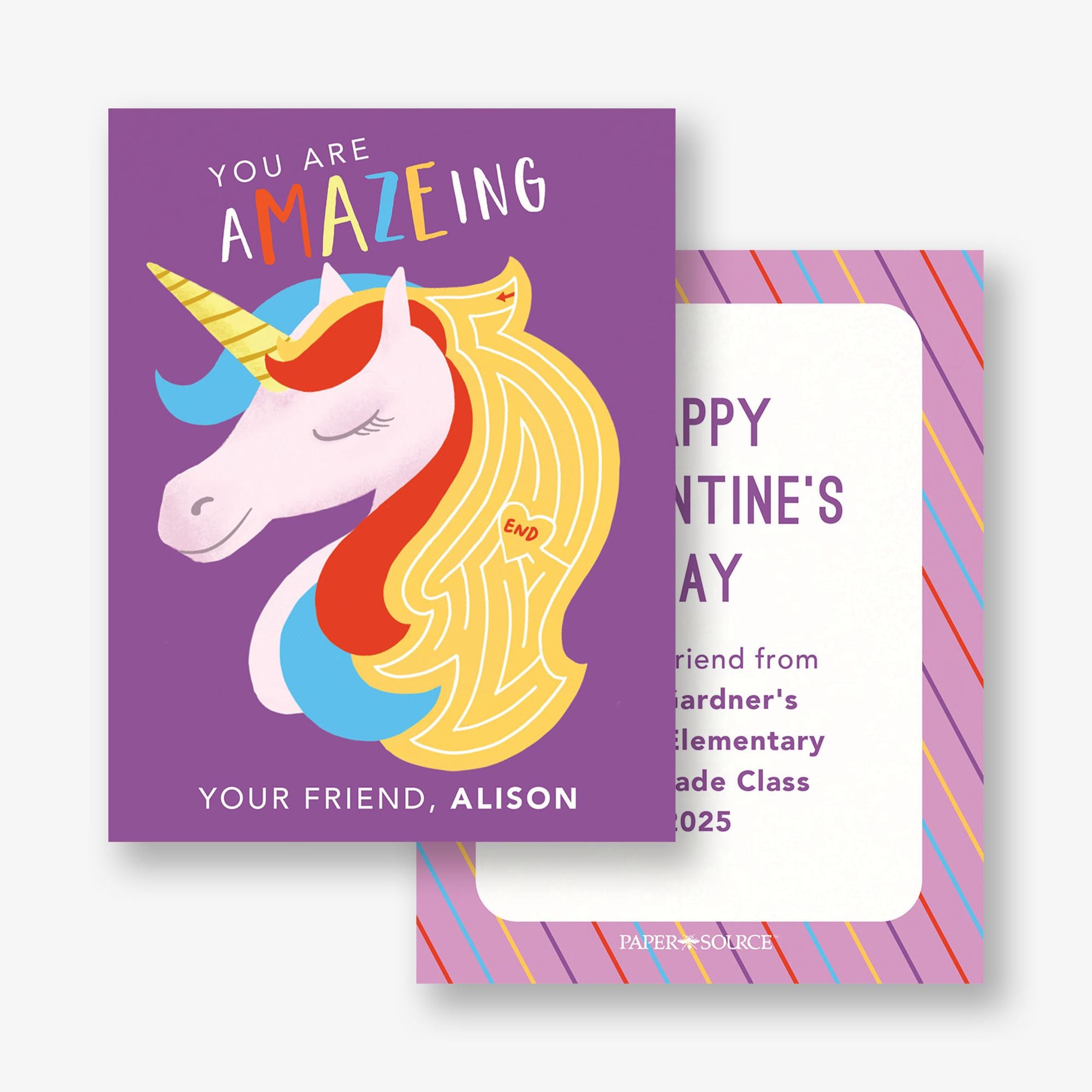 Alternative view of Unicorn Maze Custom Valentine Card